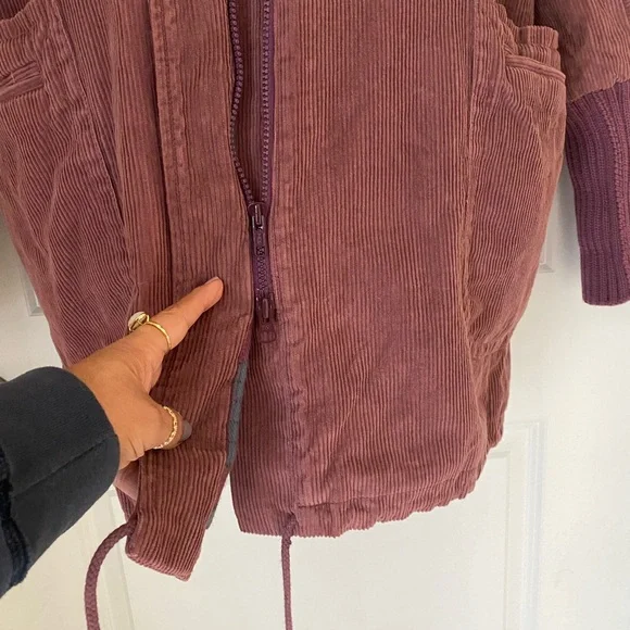 Rare Vintage Eddie Bauer Corduroy Barn Chore Coat Knit Collar Cuffs Mauve 80s - Picture 5 of 8